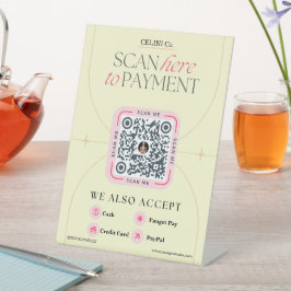 Zeichen für den rosa und gelben QR-Code - Weiblich Sockelschild