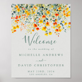 Zeichen für kühne Wasserfarbenflorale Hochzeit Poster