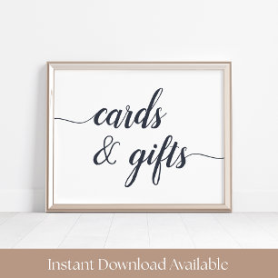 Zeichen für Navy & White Calligraphy Cards & Gifts Poster