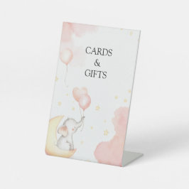 Zeichen für rosa Elefantenkarten und Geschenke Sockelschild