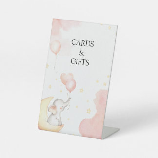 Zeichen für rosa Elefantenkarten und Geschenke Sockelschild
