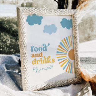 Zeichen für Sun Party Nahrungsmittel und Getränke Poster