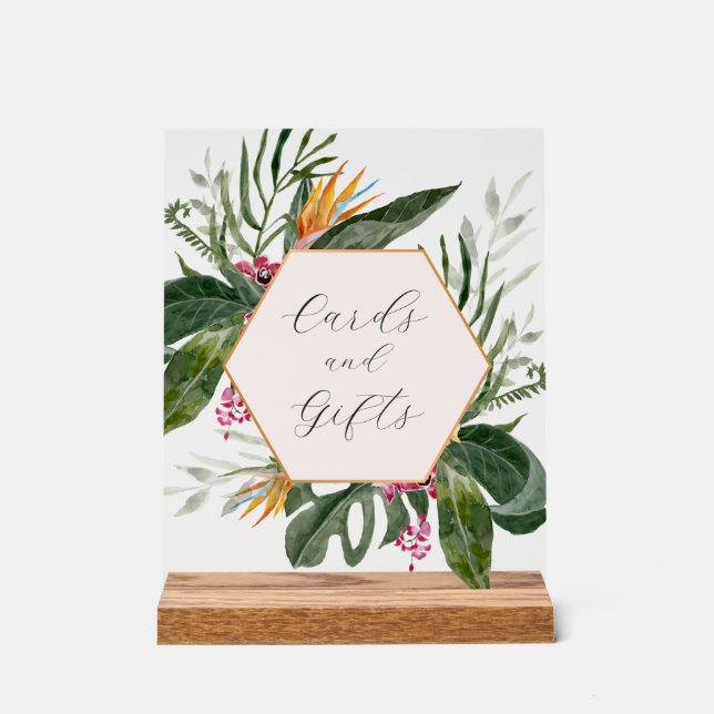 Zeichen für tropische Blumenkarten Acrylschild (Vorderseite)