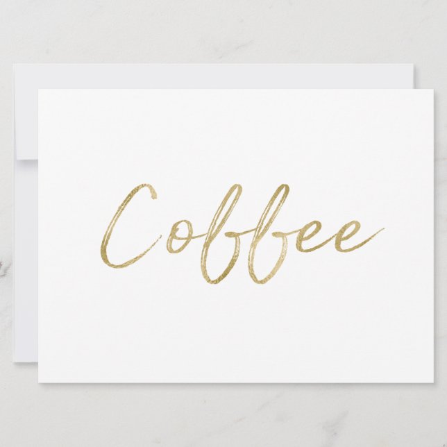 Zeichen "Kaffee" | Stilvolle Goldhandschrift Einladung (Vorderseite)