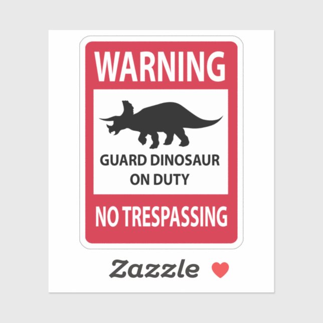 Zeichen "No Trespassing" (Triceratops) Aufkleber (Blatt)