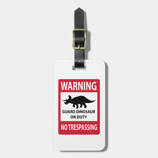 Zeichen "No Trespassing" (Triceratops) Gepäckanhänger (Vorderseite vertikal)