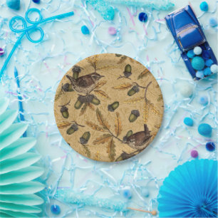 Zeichen und Eicheln auf Honig Pappteller