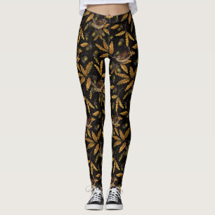 Zeichen und Eicheln auf schwarz Leggings