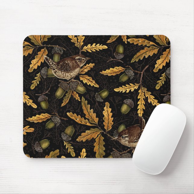 Zeichen und Eicheln auf schwarz Mousepad (Mit Mouse)