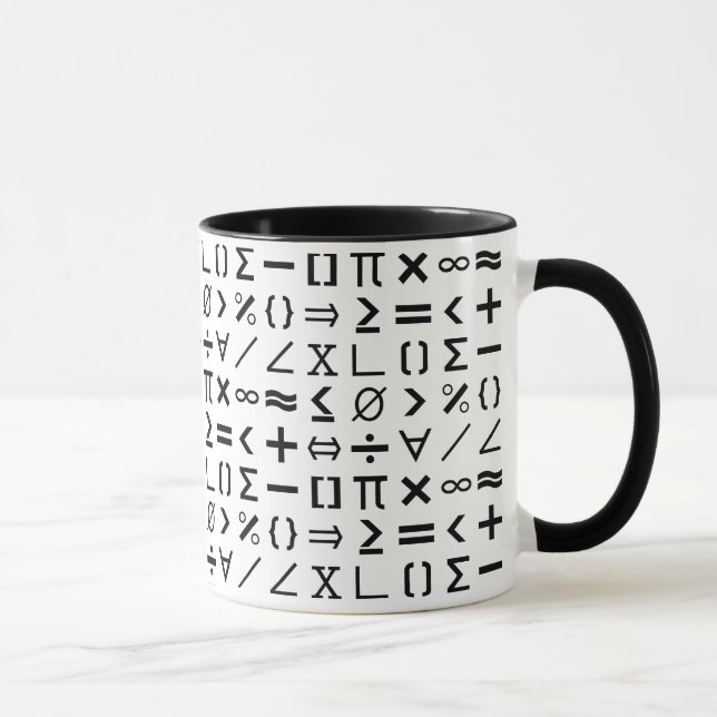 Zeichen und Symbole für schwarz-weiße Mathematik Tasse (Rechts)