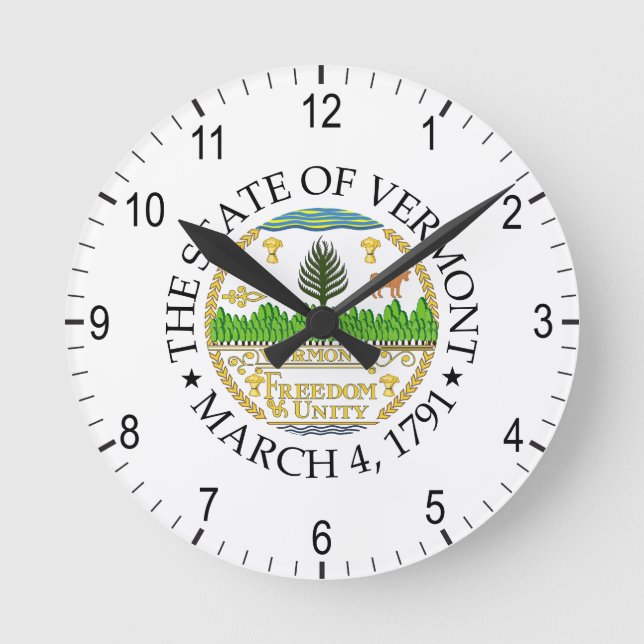 Zeichen Vermont Runde Wanduhr (Vorderseite)