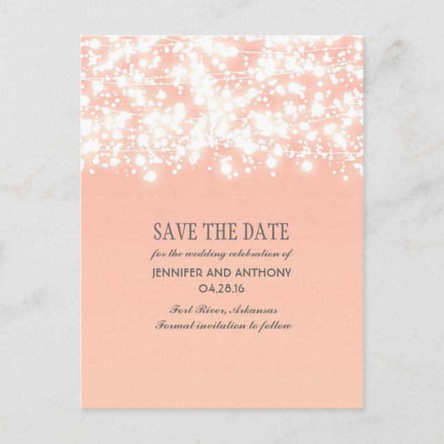 Zeichenketten elegant Save the Date Ankündigungspostkarte (Vorderseite)