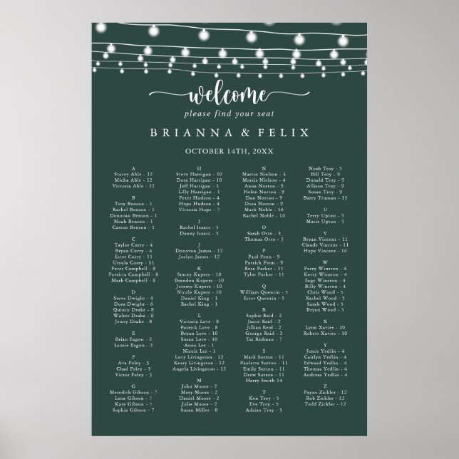 Zeichenketten Grüne Alphabetisierungsdiagramme Poster (Vorne)