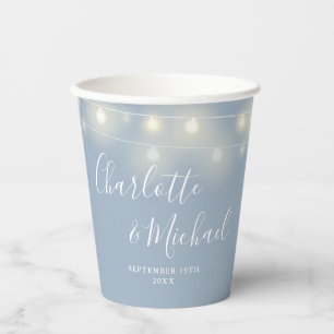 Zeichenketten Signature Script Dusty Blue Wedding Pappbecher
