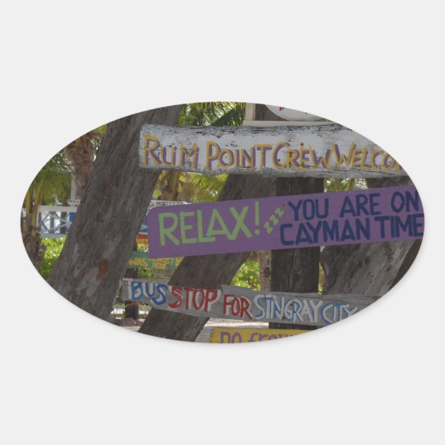 Zeichenpost Rum Point Grand Cayman Ovaler Aufkleber (Vorderseite)