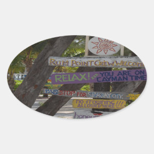 Zeichenpost Rum Point Grand Cayman Ovaler Aufkleber