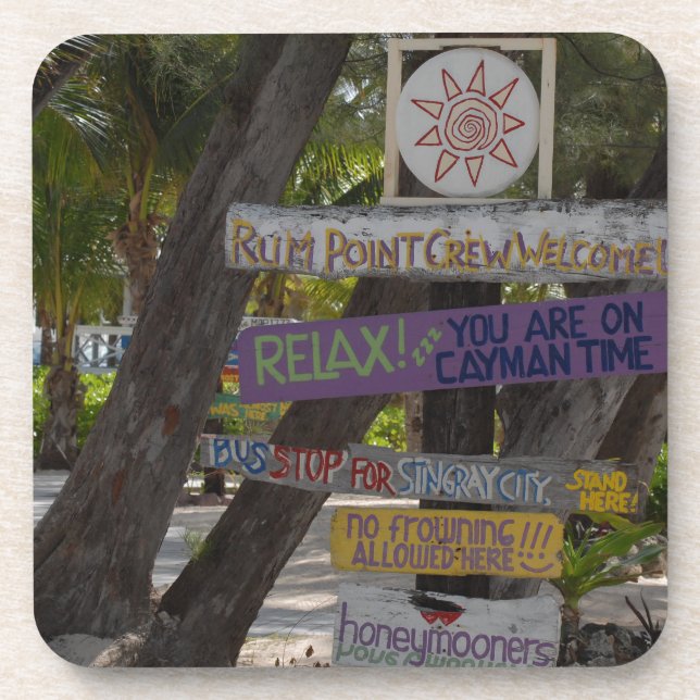Zeichenpost Rum Point Grand Cayman Untersetzer (Vorderseite)