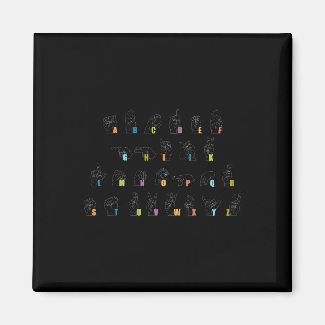Zeichensprache Alphabet Design Taubheit Bewusstsei Magnet (Vorne)