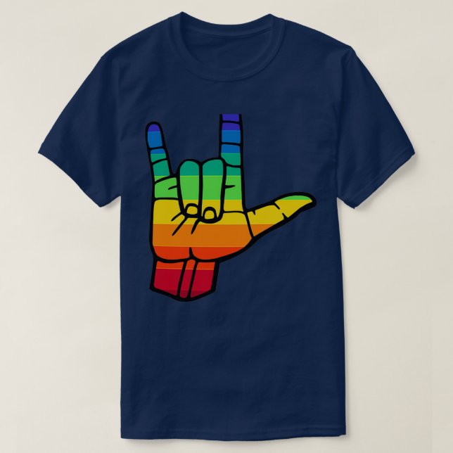 Zeichensprache Stolz Regenbogenfarben I Liebe, das T-Shirt (Design vorne)