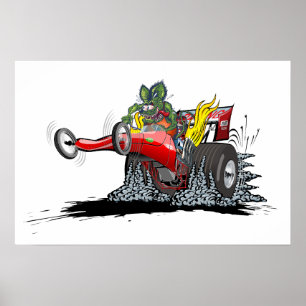 Zeichentrick-Dragster Poster