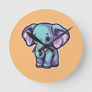 ZEICHENTRICK ELEFANT RUNDE WANDUHR