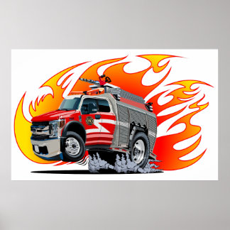 Zeichentrick-Feuerwehrauto Poster