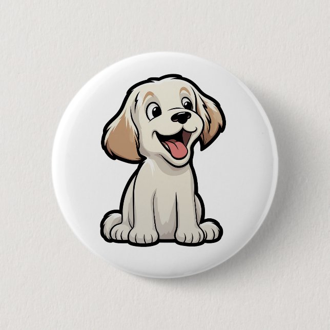 Zeichentrick-Hund-Illustration Button (Vorderseite)