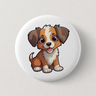 Zeichentrick-Hund-Illustration Button