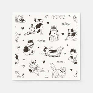 Zeichentrick Katzenillustration Serviette