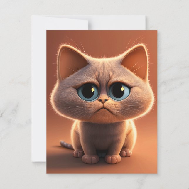 Zeichentrickdarstellung einer niedlichen Katze Dankeskarte (Vorderseite)