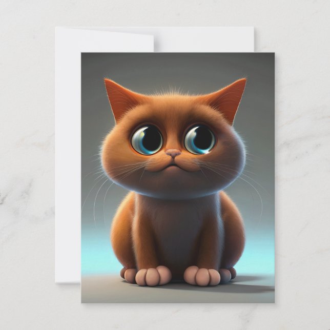 Zeichentrickdarstellung einer niedlichen Katze Dankeskarte (Vorderseite)