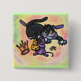 Zeichentrickillustration Katze Maus Käse Krone Wän Button