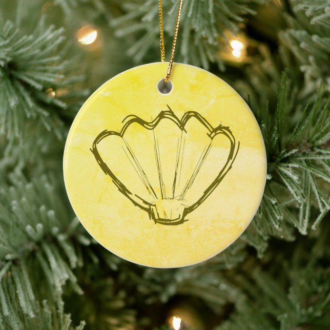 Zeichentrickskizze auf altem Papier Keramik Ornament (Baum)
