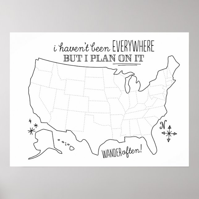 Zeichn auf American Travel Map - Ausfüllen Poster (Vorne)