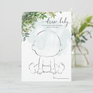 Zeichn das Thema "Baby, Baby Shower Game Green" Einladung