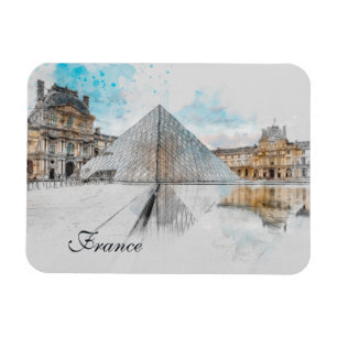Zeichn der Wasserfarbe des Louvre Paris, Frankreic Magnet
