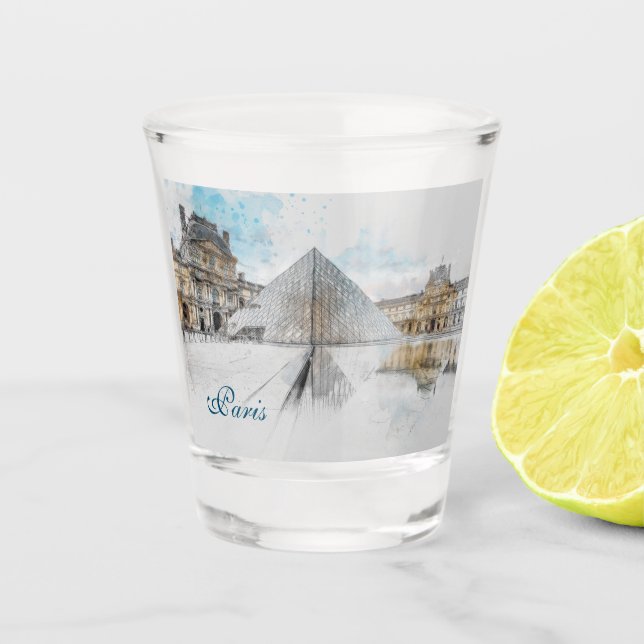 Zeichn der Wasserfarbe des Louvre Paris, Frankreic Schnapsglas (Vorderseite)
