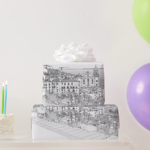 Zeichn des Bezirks Alfama in Lissabon Geschenkpapier