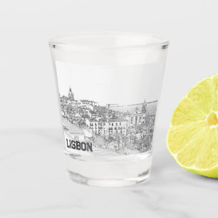 Zeichn des Bezirks Alfama in Lissabon Schnapsglas