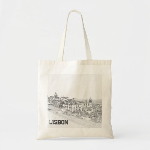 Zeichn des Bezirks Alfama in Lissabon Tragetasche