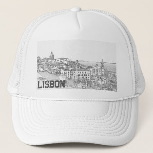 Zeichn des Bezirks Alfama in Lissabon Truckerkappe