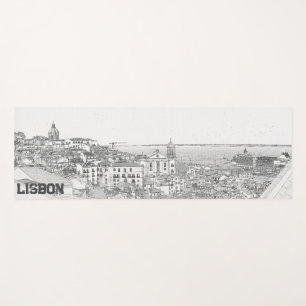 Zeichn des Bezirks Alfama in Lissabon Yogamatte