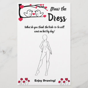 Zeichn des Dress Brautparty Game Card Love Bird Flyer