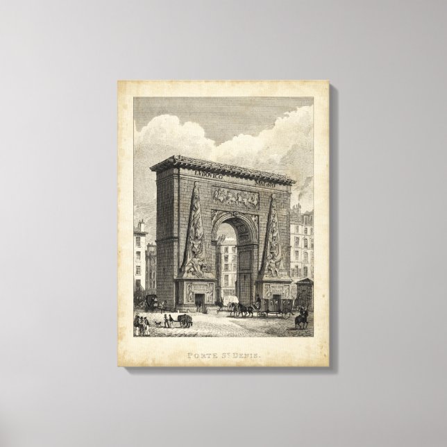 Zeichn des Monuments Porte Saint-Denis Leinwanddruck (Vorderseite)