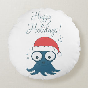 zeichn des niedlichen Cartoon-Blauktopus Rundes Kissen