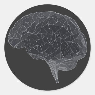 Zeichn des Polygonalen Gehirns - Neuronales Netzwe Runder Aufkleber