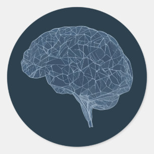 Zeichn des Polygonalen Gehirns - Neuronales Netzwe Runder Aufkleber