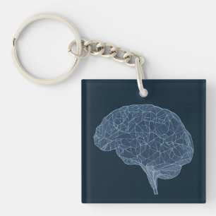 Zeichn des Polygonalen Gehirns - Neuronales Netzwe Schlüsselanhänger