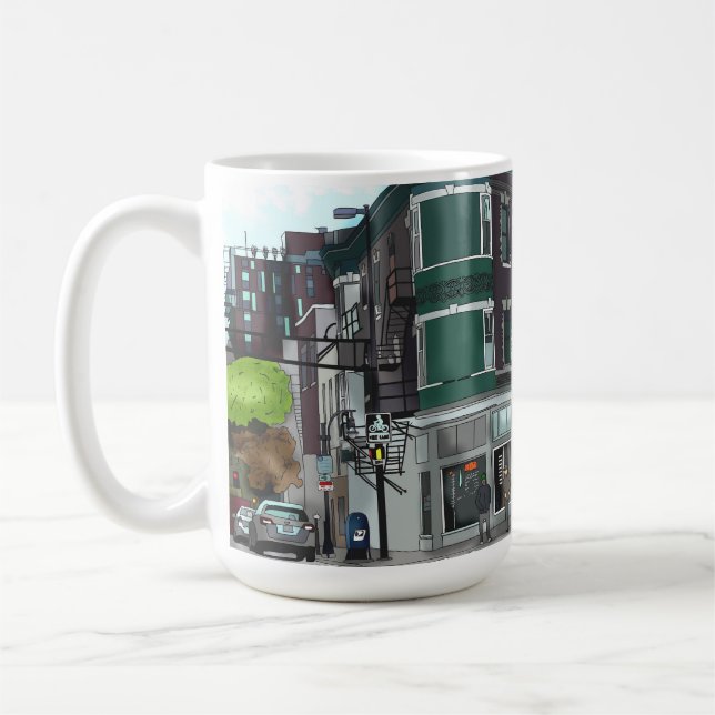 Zeichn des Stadtzentrums von Madison, Wisconsin Kaffeetasse (Links)