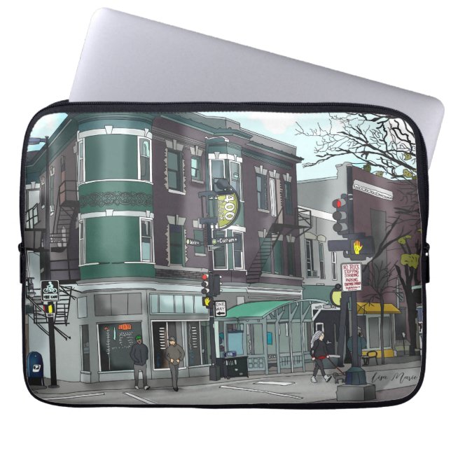 Zeichn des Stadtzentrums von Madison, Wisconsin Laptopschutzhülle (Vorderseite)